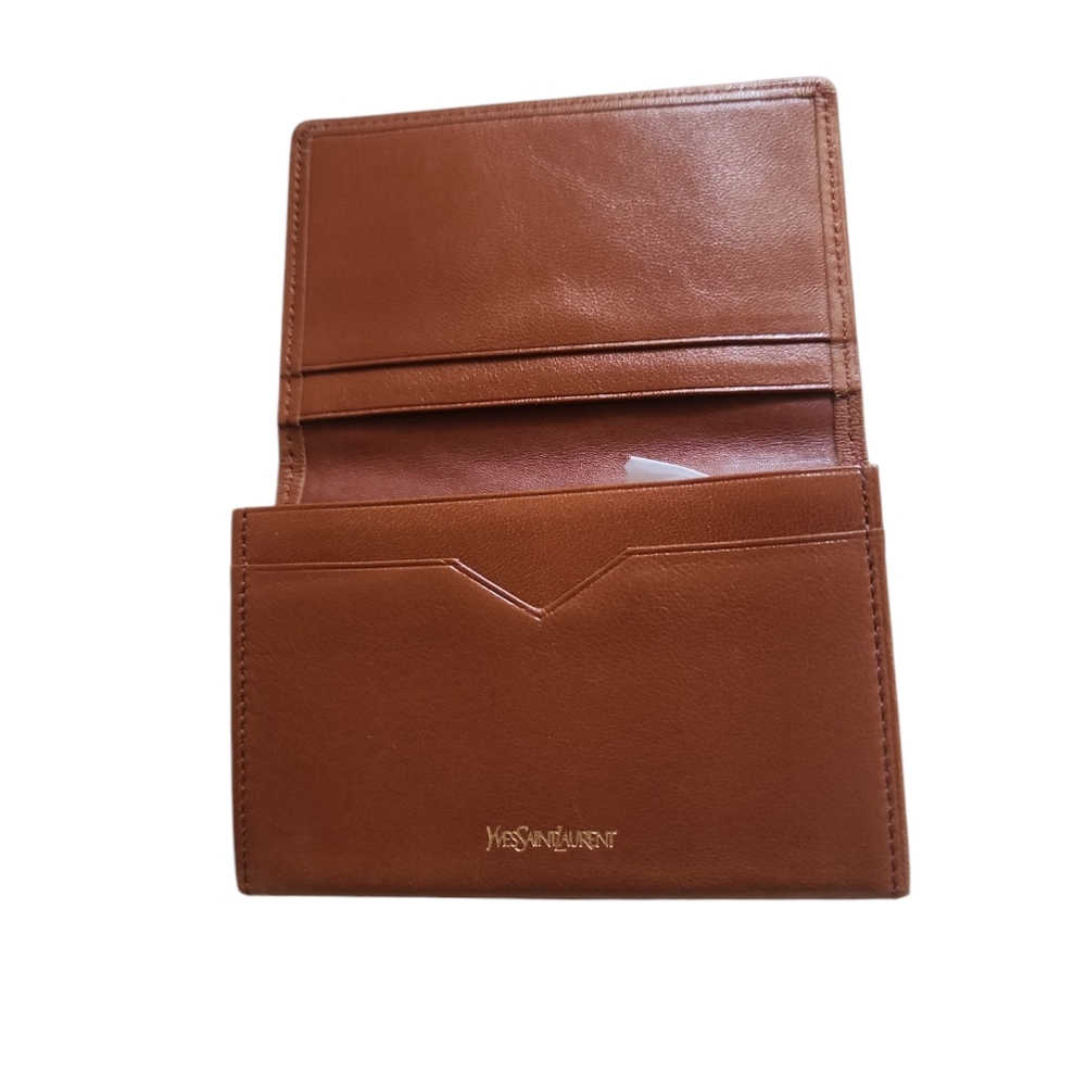 Yves Saint Laurent Leather Card Case Wallet In Brown - Picture 5 of 7